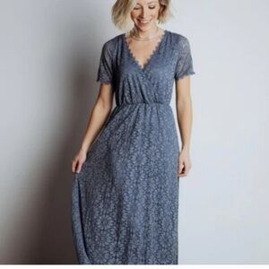 Baltic Born Venice Lace Maxi Dress | Slate Blue